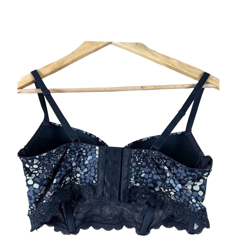 Adore Me Meissa Push Up Balconette Longline Bra 36DDD Dappled Dot Lace - Picture 3 of 6